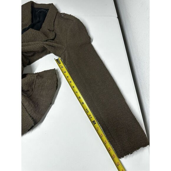 Zara Khaki Green Boucle Tweed Blazer Jacket Military Double Breasted  Size L - Picture 13 of 16